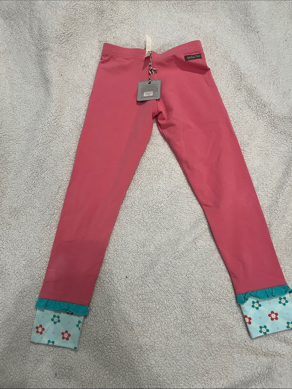 Matilda Jane Coral Pink Leggings with Floral Cuffs